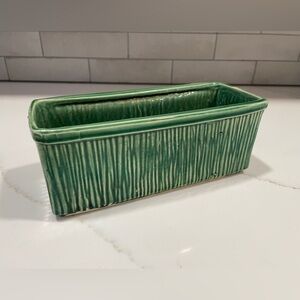 McCoy USA Green Rectangular Bamboo Pottery Mid-Century